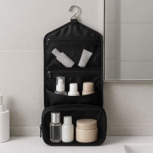 Waterproof Travel Toiletry Bag Hanging Cosmetic Organizer Case with Metal Hook for Bathroom