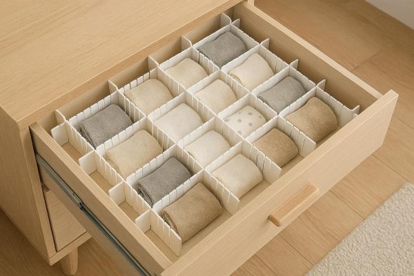 Plastic Adjustable Drawer Dividers Expandable Separation Grid Organizers for Bedroom Dresser Socks