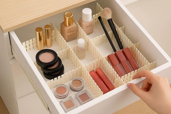DIY Plastic Grid Drawer Dividers Interlocking Separator Storage Lattice for Makeup Cosmetic Desk