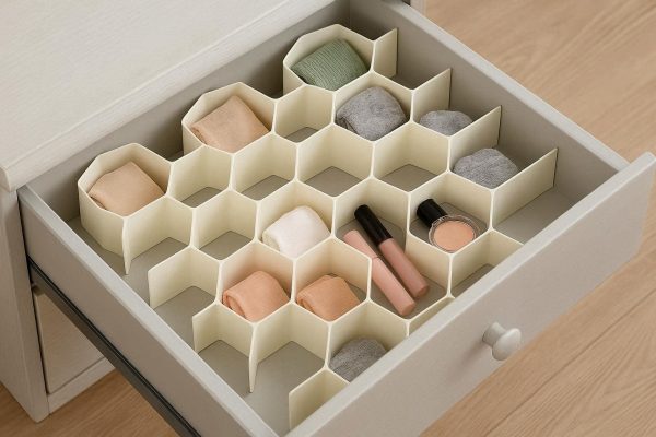 Honeycomb Drawer Organizer Plastic Storage Grid Divider for Underwear Socks Makeup Sorting